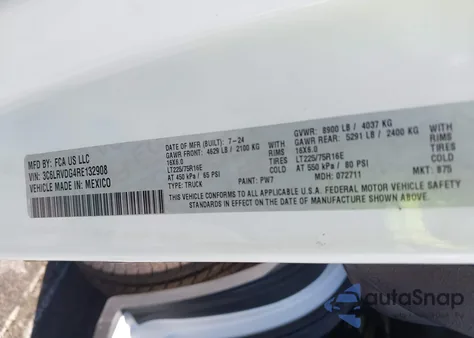 2024 Ram Promaster 2500 Tradesman High Roof 159 Wb W/Pass Seat z USA, uszkodzony, nr VIN 3C6LRVDG4RE132908